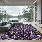 Elegant Lavender Starburst Floral Medallion Rug