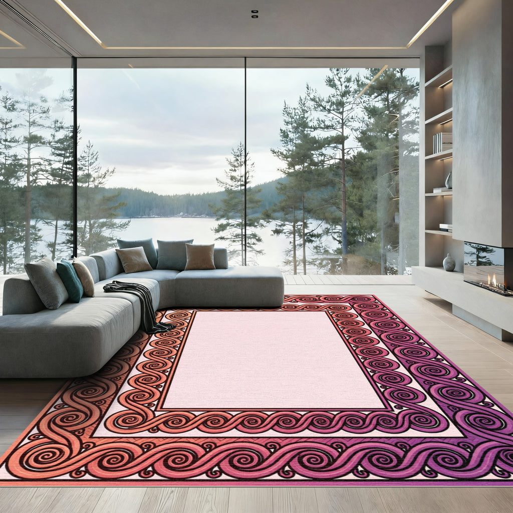 Gradient Swirl Border Abstract Rug
