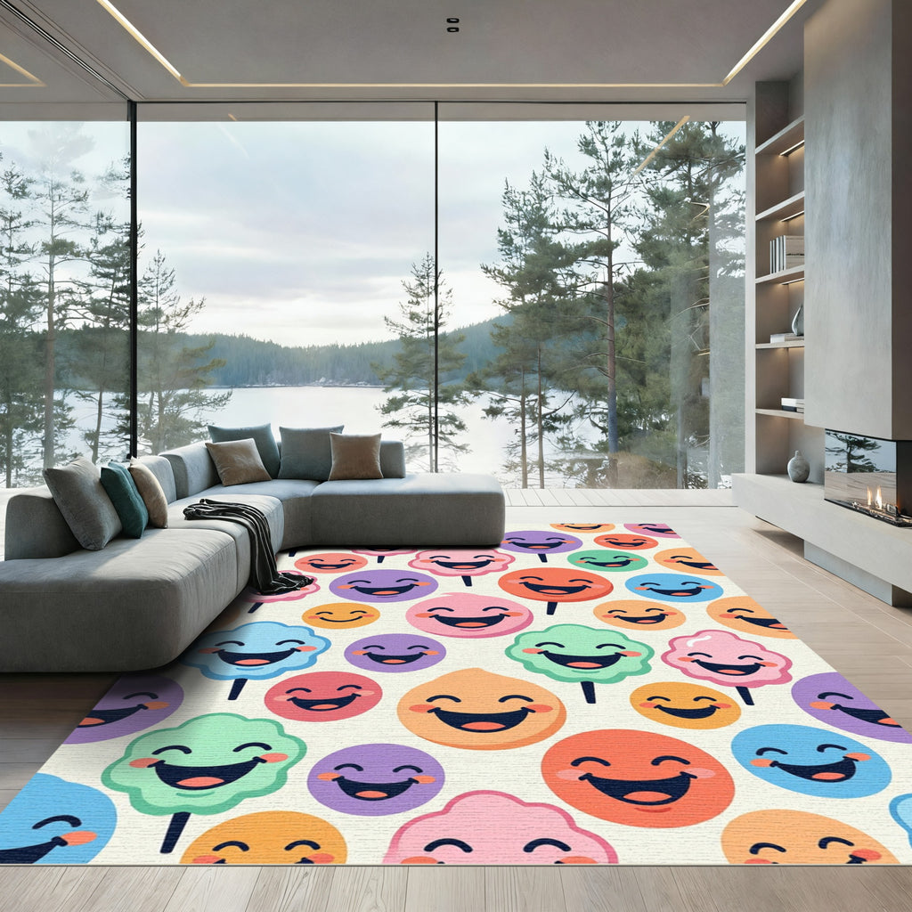 Cheerful Pastel Candy Emoji Seamless Art Rug
