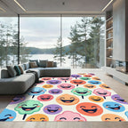 Cheerful Pastel Candy Emoji Seamless Art Rug