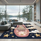 Celestial Pastel Pink Ballerina Starry Sky Rug