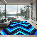 Electric Blue Sharp Chevron Geometric Rug