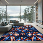 Blue and Orange Ribbon Bows Rug