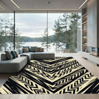 Bold Cream Black Chevron Geometric Rug