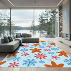 Gingerbread Snowflakes Starry Winter Scene Rug