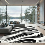 Bold Black Abstract Swirl Rug