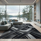 Monochrome Intersecting Highway Overpass Rug