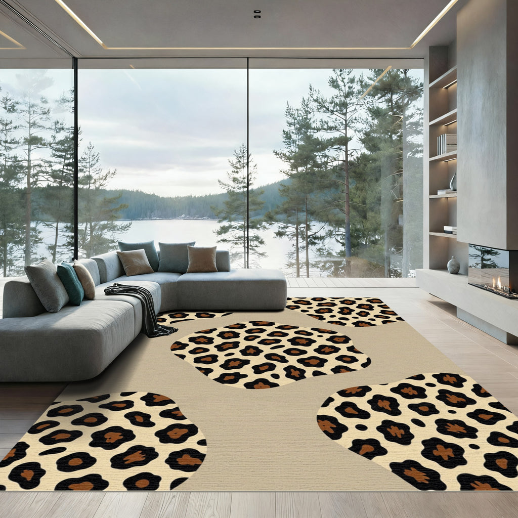 Tawny Brown Leopard Spots Collage Rug
