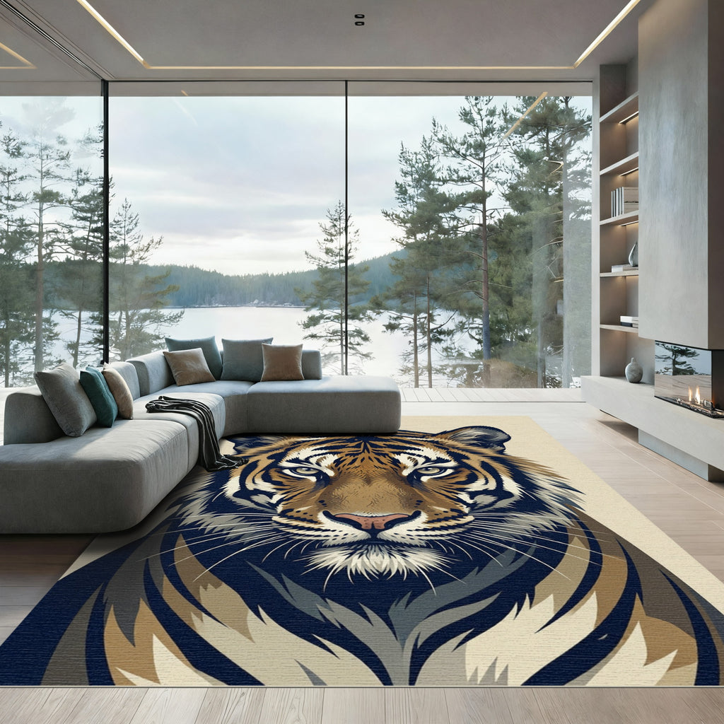 Majestic Golden Tiger Portrait Rug