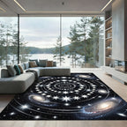 Cosmic Swirl Galaxy Star Mandala Rug
