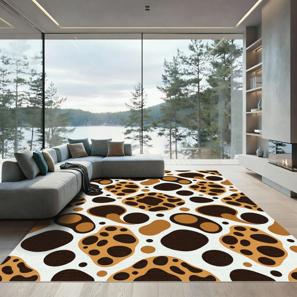 Brown and Tan Organic Abstract Forms Rug