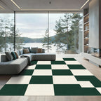 Bold Forest Green Checkered Grid Rug