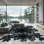 Monochrome Fractal Swirl Abstract Art Rug