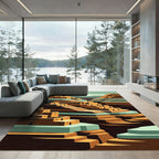 Earthy Terracotta Geometric Canyon Landscape Rug