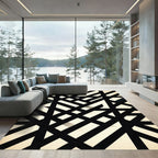 Stark Black Interlocking Stripe Rug