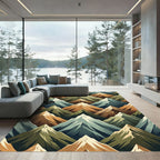 Brown Green Mountain Range Texture Rug