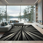 Modern Black Silver Burst Rug