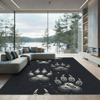 Grayscale Wildlife Paw Prints Rug