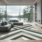 Modern Gray Geometric Chevron Accent Rug