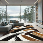 Dynamic Brown Black Brush Stroke Rug