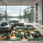 Scenic Highland Collie Dog Mountain Landscape Rug