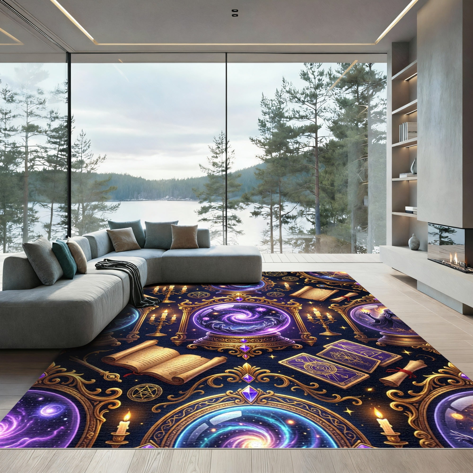 Celestial Crystal Ball Galaxy Astrology Rug