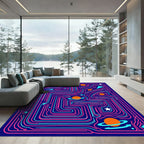 Cosmic Maze Playful Circuit Stars Rug