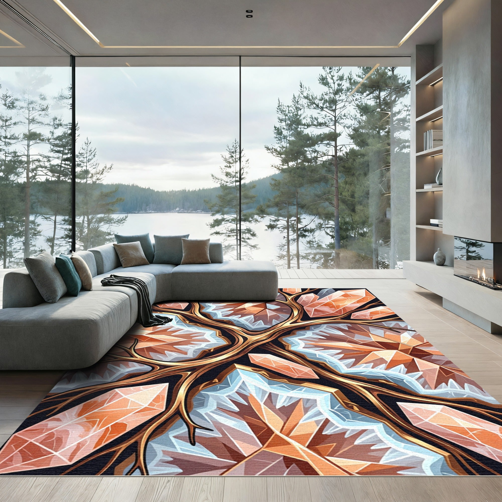 Golden Crystal Branch Radiance Rug