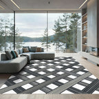 Monochrome Geometric Lattice Overlay Rug