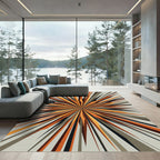 Abstract Orange Starburst Rays Rug