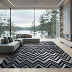 Metallic Silver Zigzag Chevron Rug