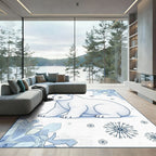Cute White Bear Snowflakes Rug
