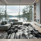 Abstract Drip Splatter Cracked Ink Rug