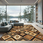 Geometric Earthy Brown Diamond Tile Rug