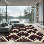Deep Red Chevron Basketweave Arrangement Rug