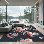 Pink Gray Swirl Hearts Watercolor Rug