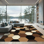 Modern Earthy Tone Hexagon Mosaic Rug
