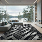 Silver Metallic Herringbone Weave Rug