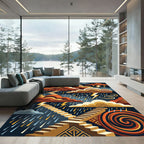 Celestial Storm Geometric Staircase Art Rug