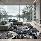 Monochrome Spades and Royalty Playing Cards Rug