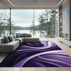 Modern Liquid Purple Abstract Swirl Rug
