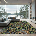 Lush Botanical Vine Woven Swirl Rug