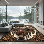 Ornate Western Saddle Scrollwork Rug
