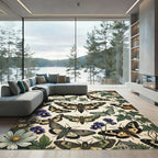 Whimsical Entomological Butterfly Garden Meadow Rug