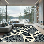 Modern Gray Leopard Spot Animal Art Rug