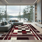 Deep Red White Plaid Checkerboard Rug