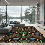 Tribal Thunder Eagle Lightning Geometric Rug