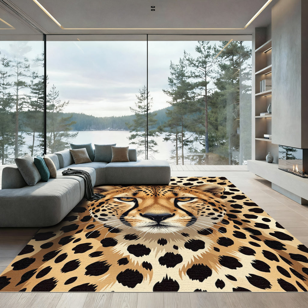 Golden Cheetah Spots Wild Animal Rug