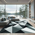 Monochrome Geometric Abstract Angular Facet Rug