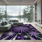 Radiant Purple Silver Star Explosion Rug
